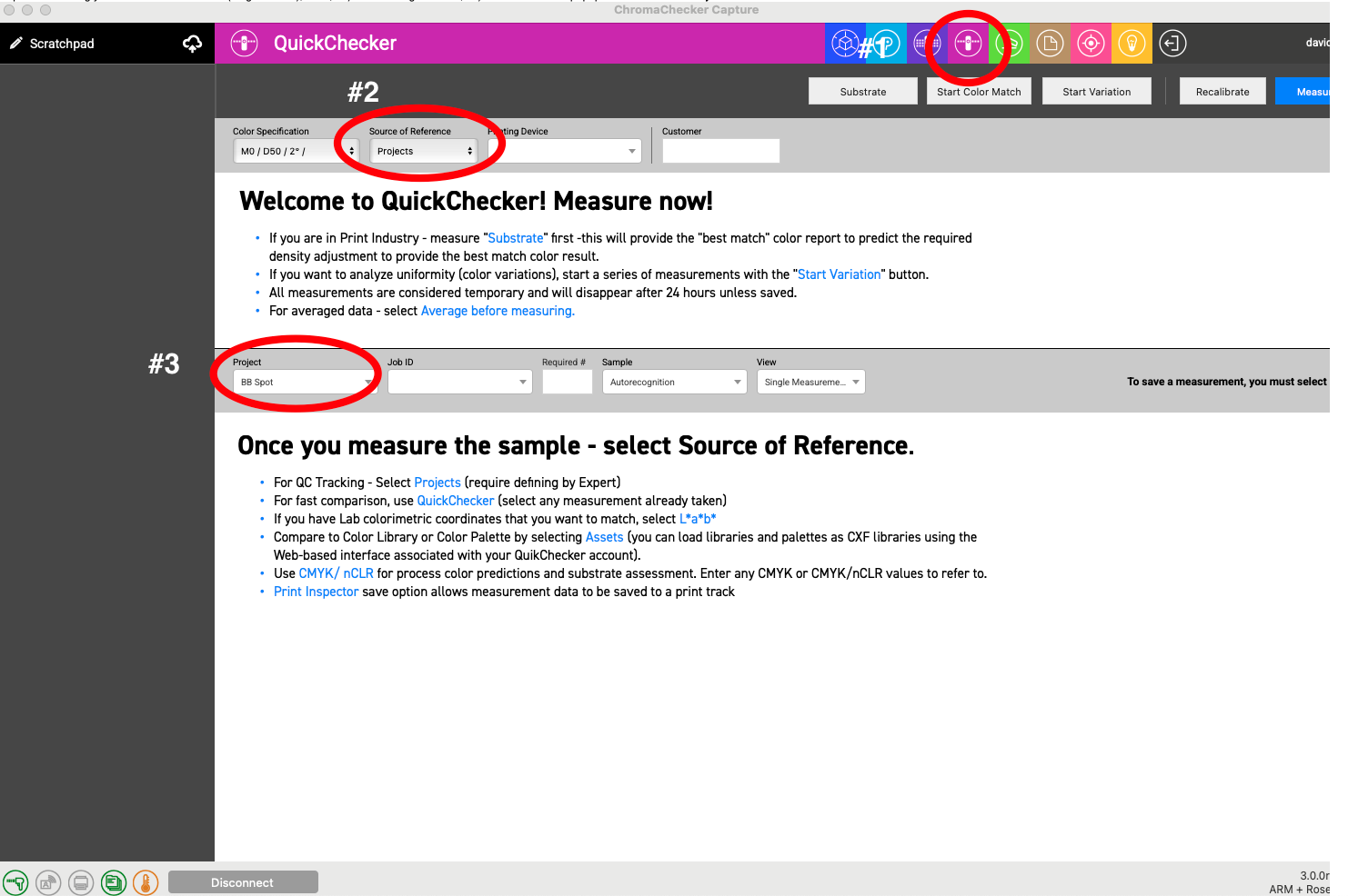 QuickChecker — Source of Reference selector set to Projects