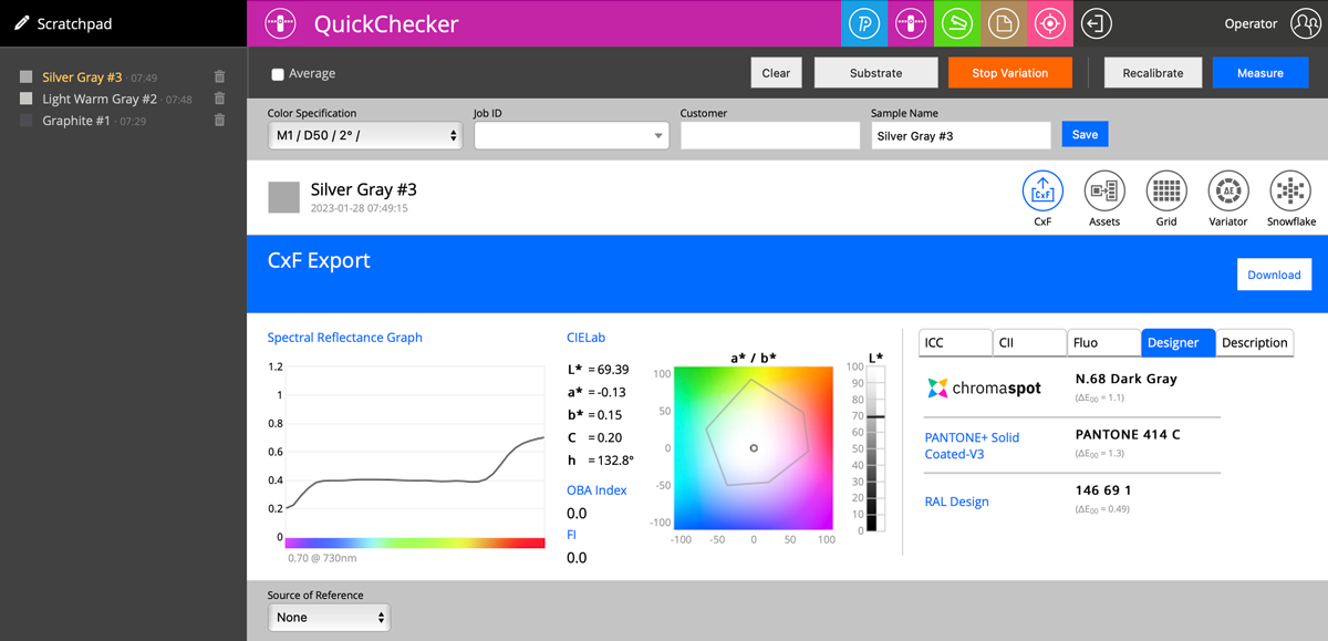 CxF export dialog